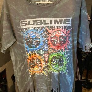 Sublime Vintage Graphic OOAK Custom Tie-Dye T-Shirt with Fringed edges